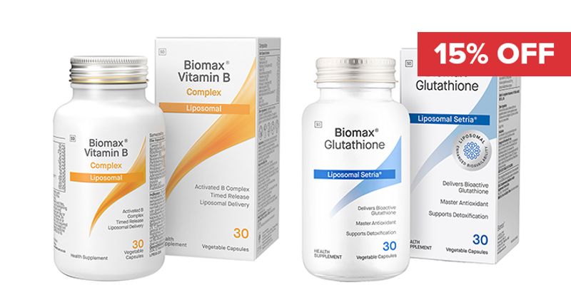 15% Off Biomax® Glutathione & Activated Vitamin B Complex Cover Image
